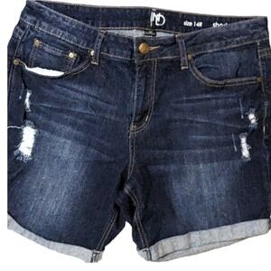 New Directions‎ Rolled Hem Distressed Denim Shorts Size 14R